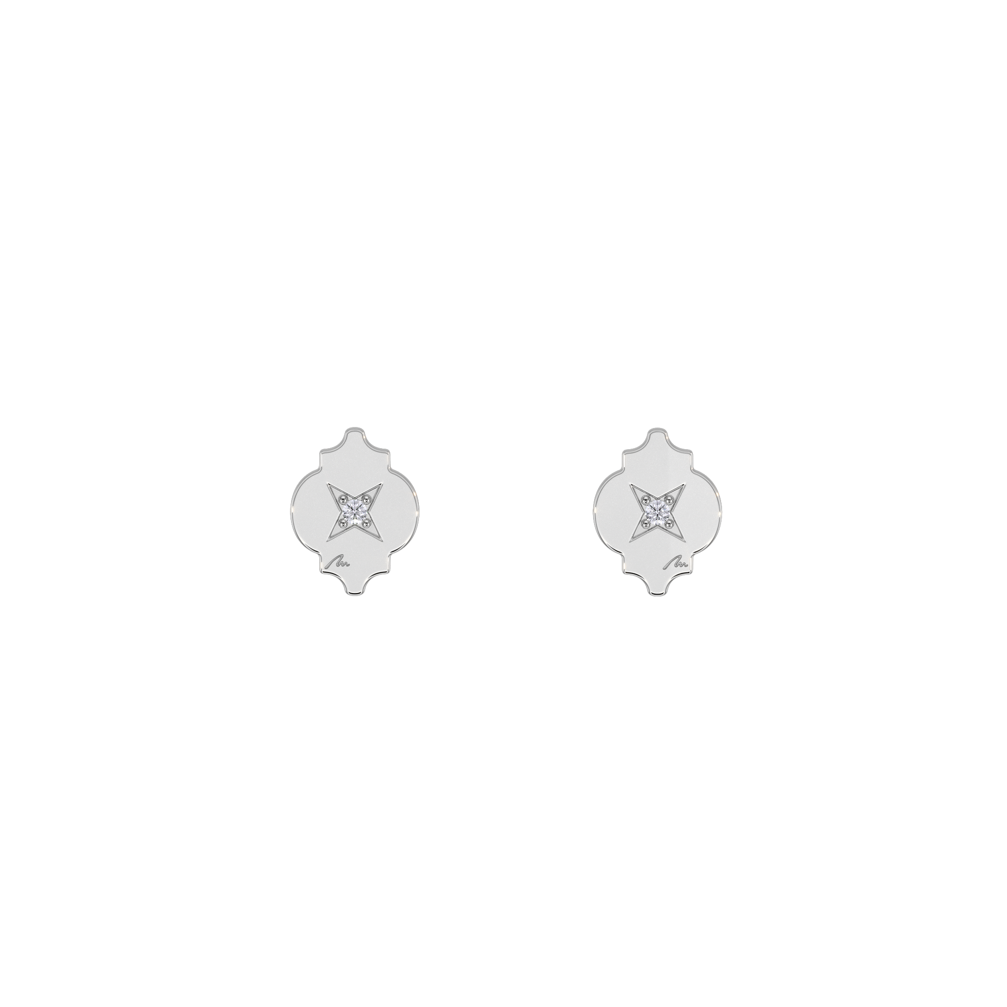 14 k white gold white diamonds Asha earrings