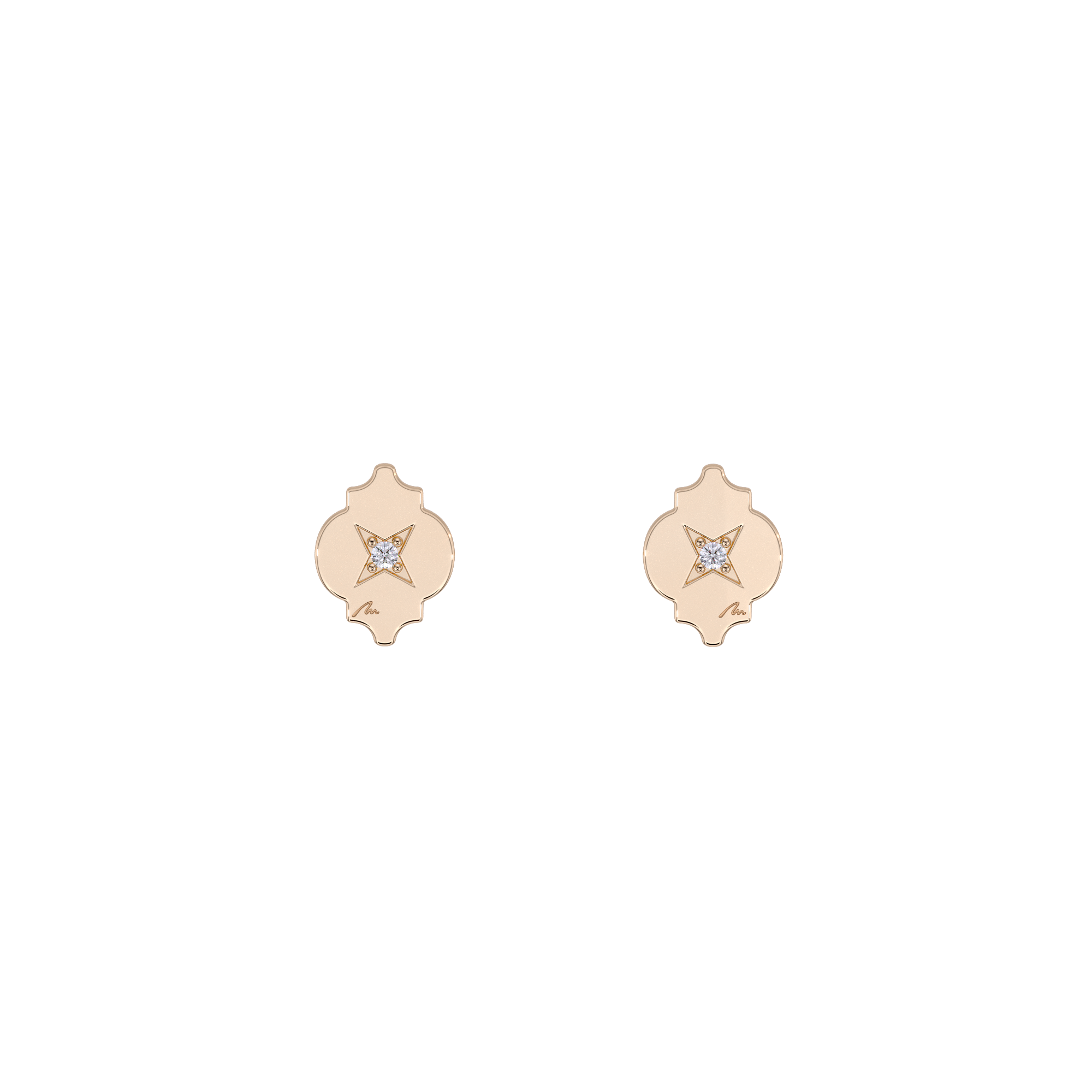 14 k rose gold white diamonds Asha earrings