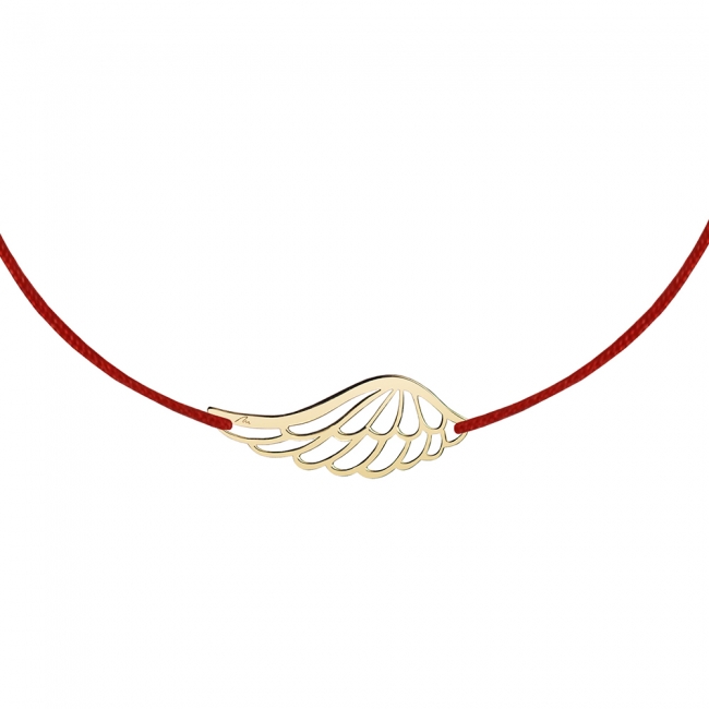 14 k yellow gold Angel Wings on string bracelet