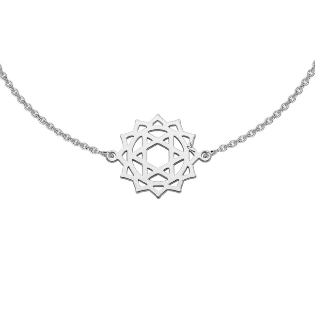 14 k white gold Anahata Heart Chakra on necklace bracelet