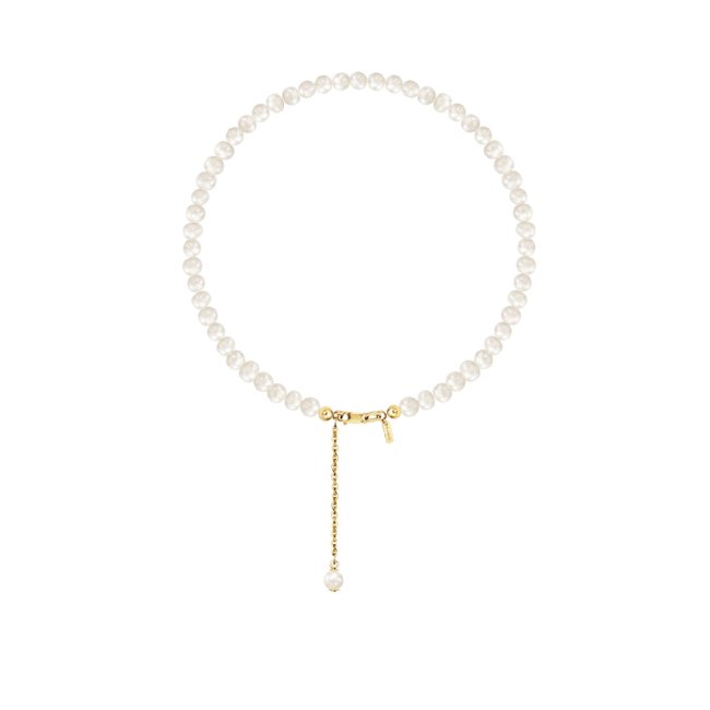 14 k yellow gold 3 mm pearls anklet