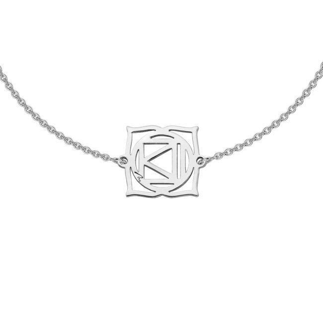 14 k white gold Muladhara Root Chakra pendant on necklace bracelet