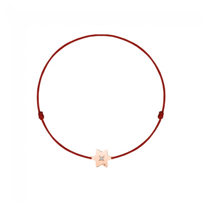 14 k rose gold white diamond Star on string bracelet