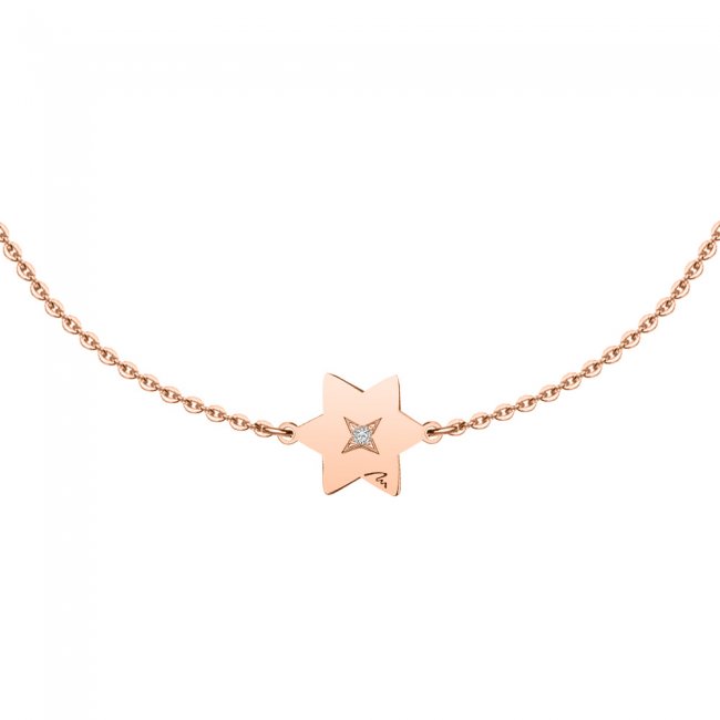 Rose gold white diamond Star on chain bracelet