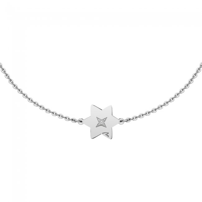 White gold white diamond Star on chain bracelet