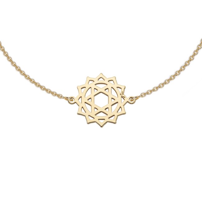 14 k yellow gold Anahata Heart Chakra on necklace bracelet
