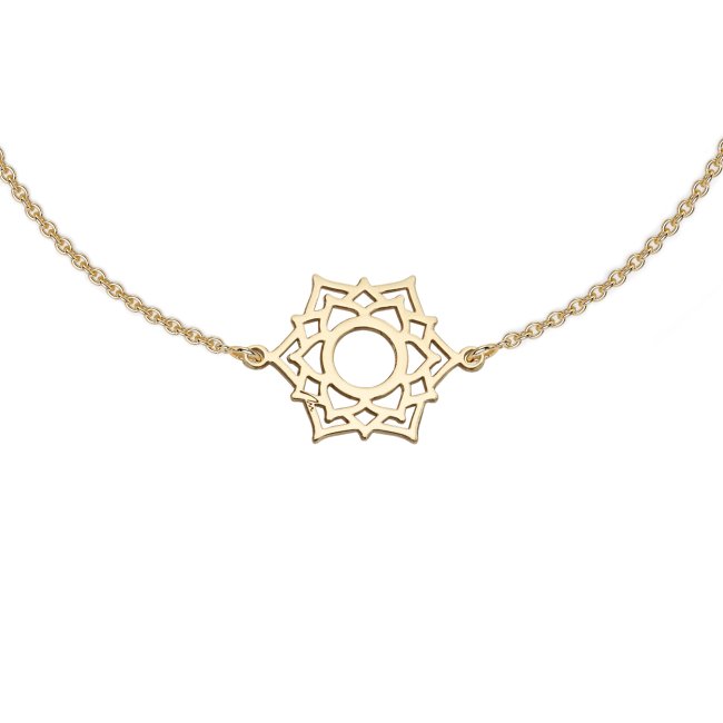 14 k yellow gold Sahasrara Crown chakra on necklace bracelet