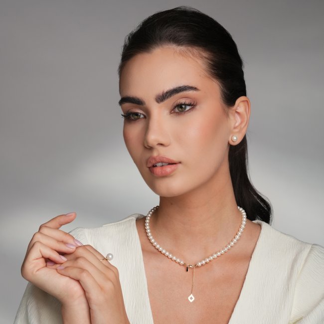 14 k gold 6 mm pearls Selma necklace