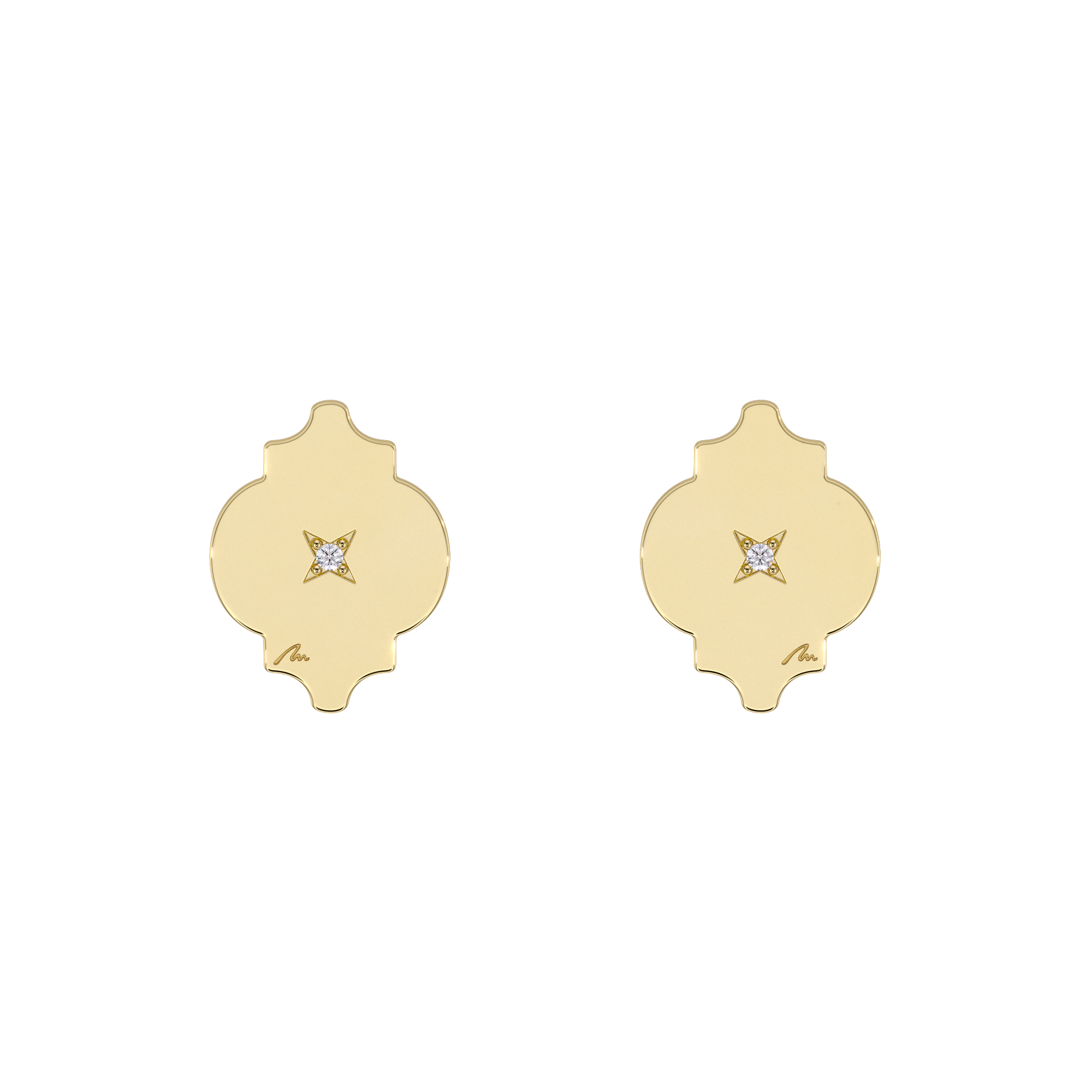 14 k yellow gold Alaya earrings with white diamonds