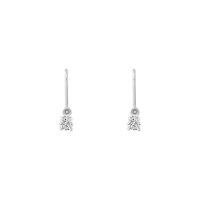 14 k white gold white diamonds Baby diamonds earrings