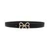 Belt with Bow and Pearls, black leather