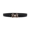 Belt with Bow and Crystals, black leather