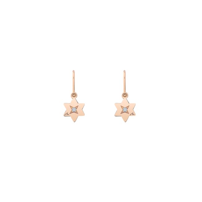 14 k rose gold white diamonds Baby Star earrings