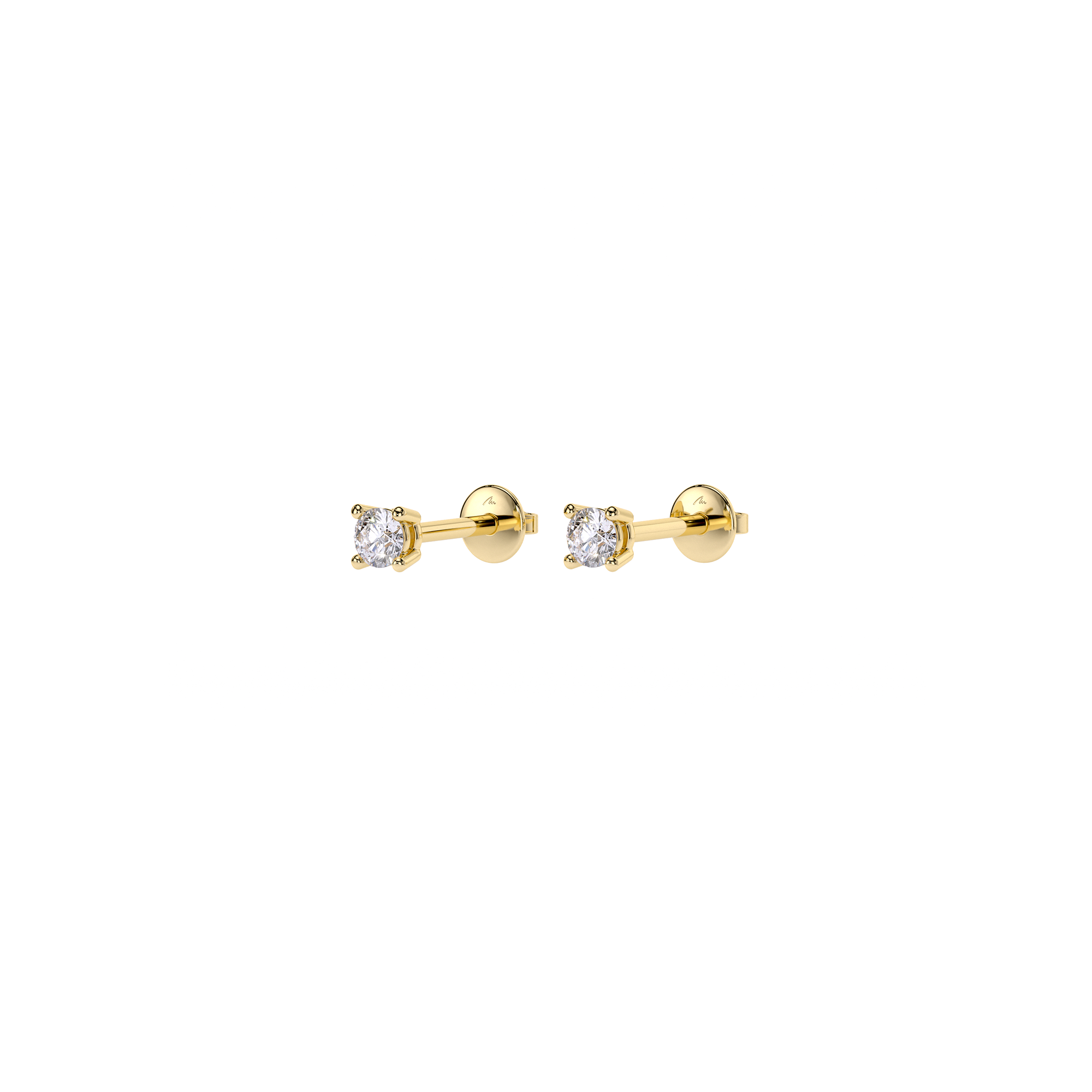 14 K yellow gold Studs earrings with 0.20  CT Lab Diamonds
