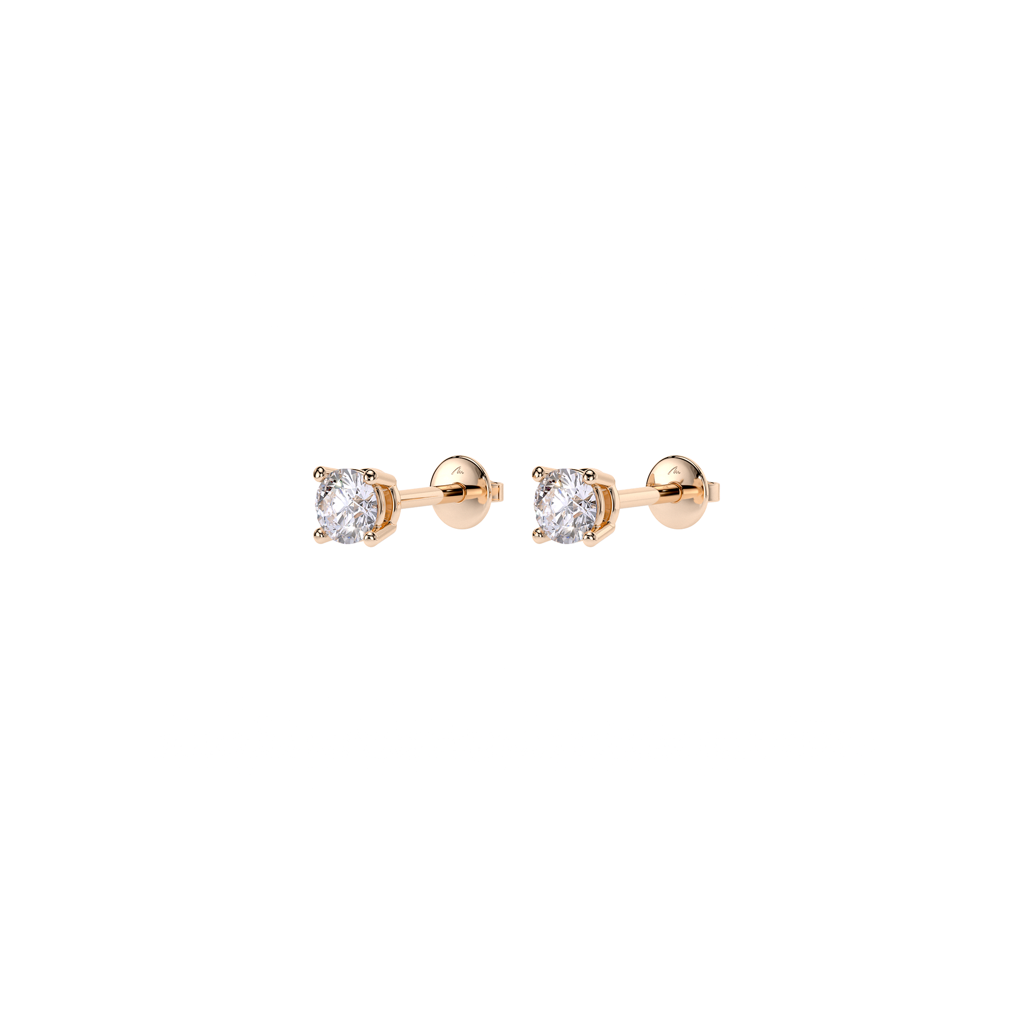 14 k rose gold Studs earrings with 0.60  CT Lab Diamonds