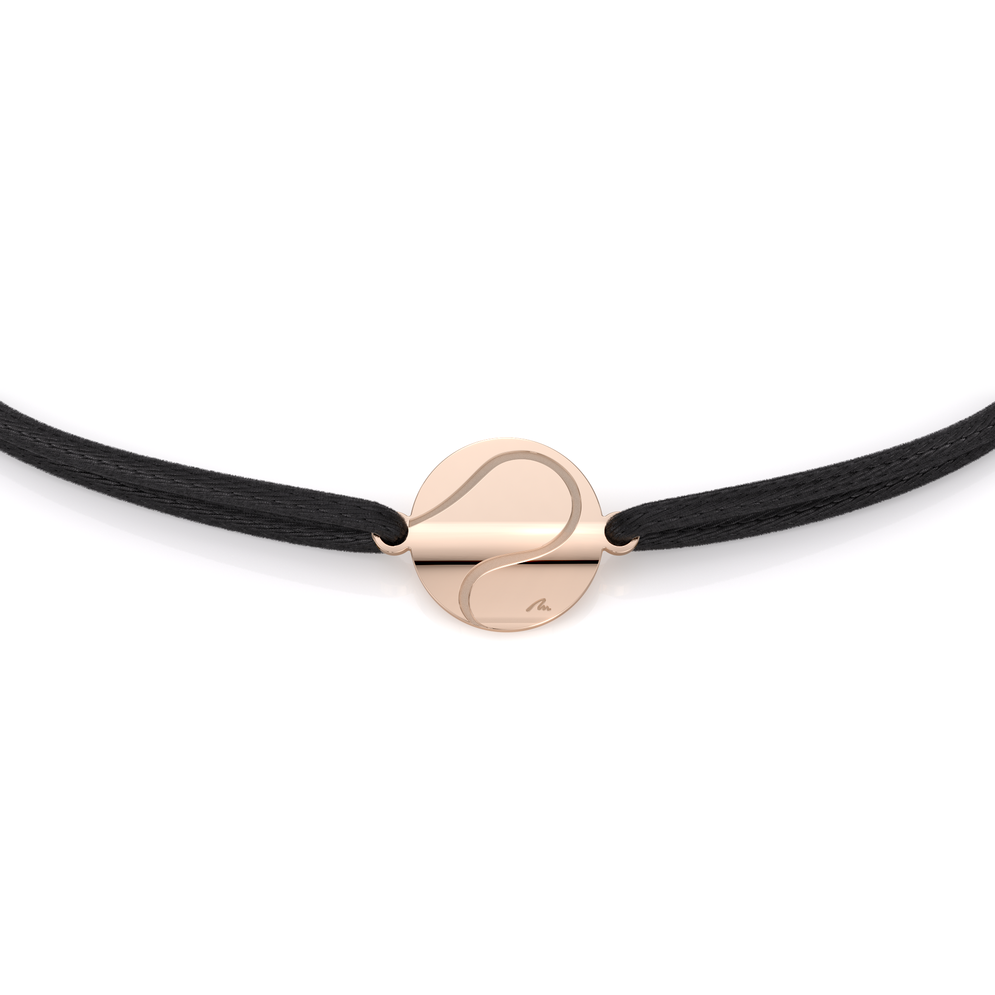 String bracelet with Tennis Ball pendant in brass plated with rose gold