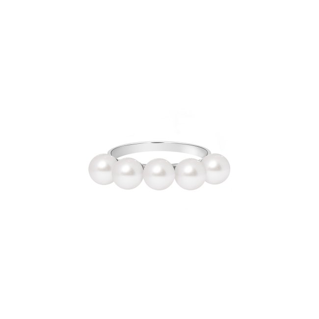 14 k white gold 5 cultured pearls ring