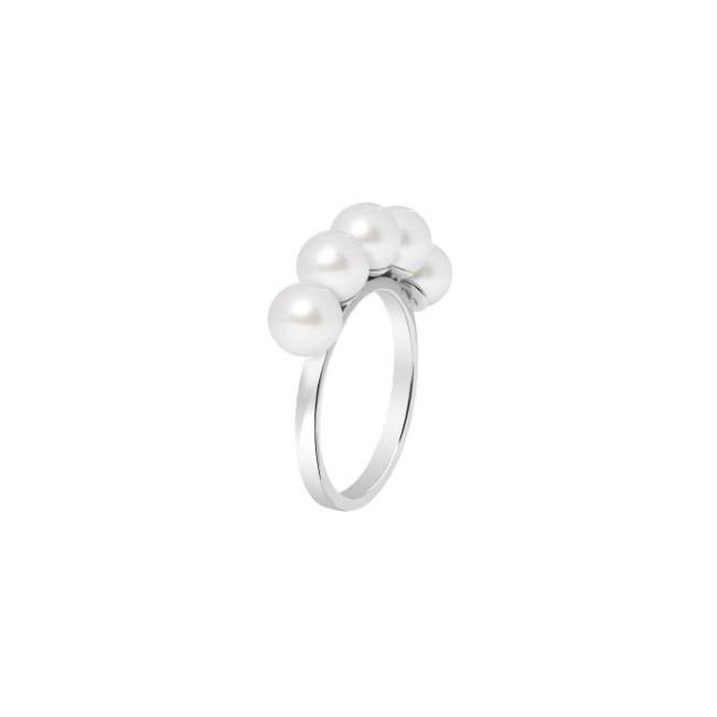 14 k white gold 5 cultured pearls ring