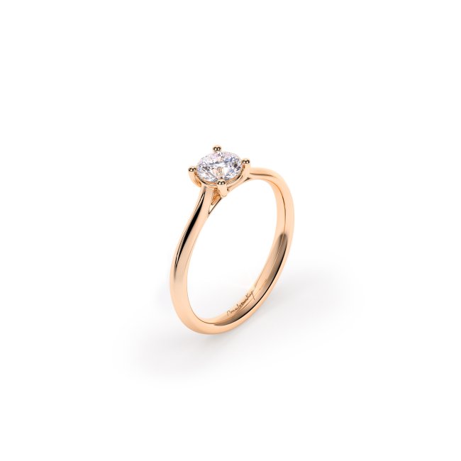 18 KT Rose Gold Classic Engagement Ring Round Cut 0.50 CT