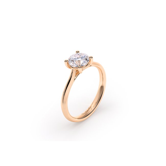 18 KT Rose Gold Classic Engagement Ring Round Cut 1.00 CT