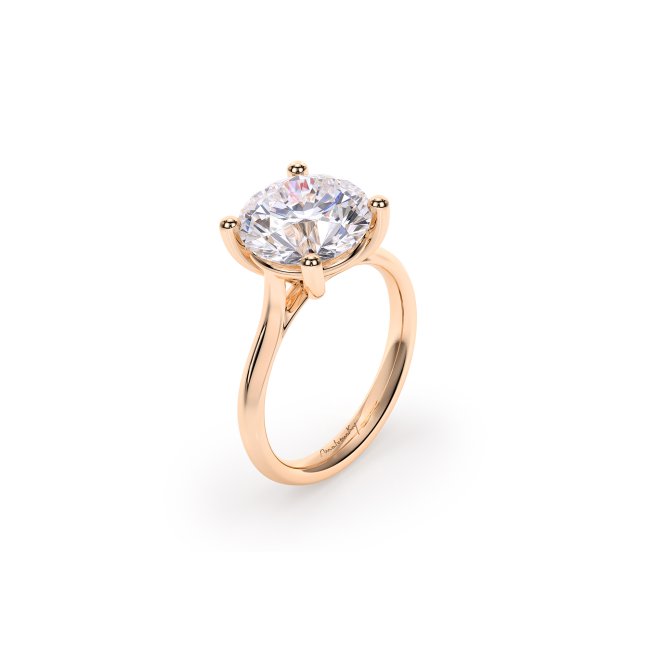 18 KT Rose Gold Classic Engagement Ring Round Cut 4.00 CT