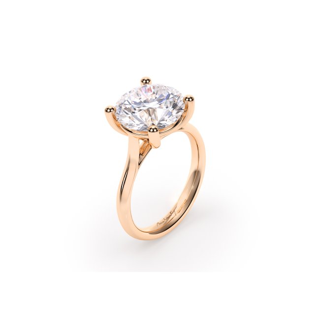 18 KT Rose Gold Classic Engagement Ring Round Cut 5.00 CT