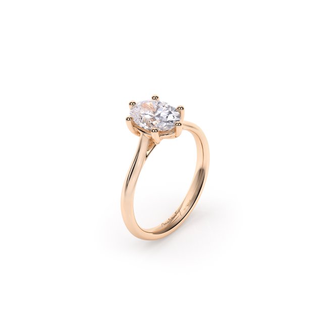 18 KT Rose Gold Classic Engagement Ring Oval Cut 1.00 CT