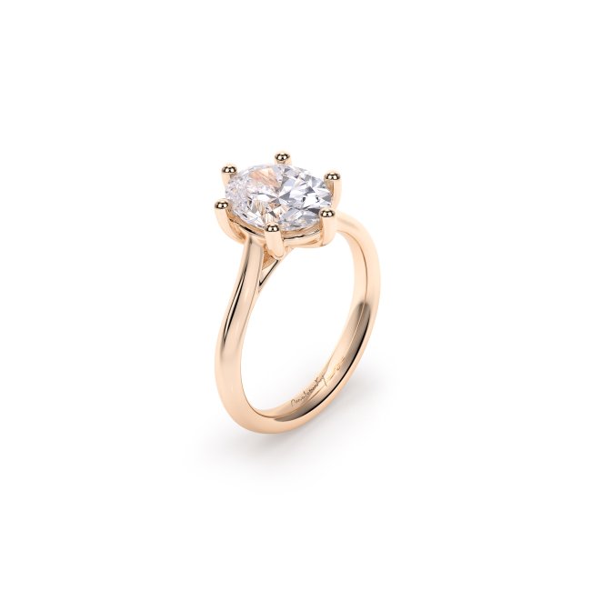 18 KT Rose Gold Classic Engagement Ring Oval Cut 2.50 CT