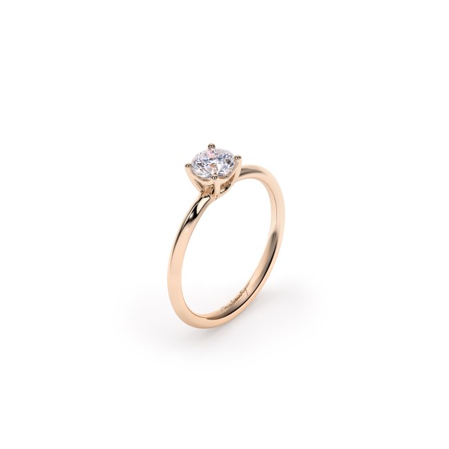 18 KT Rose Gold Iconic M Engagement Ring Round Cut 0.50 CT