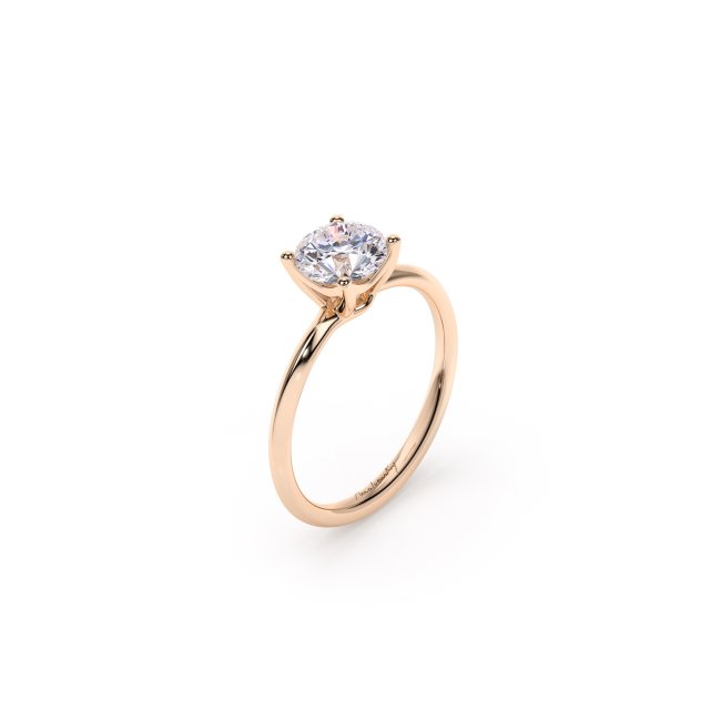 18 KT Rose Gold Iconic M Engagement Ring Round Cut 1.00 CT