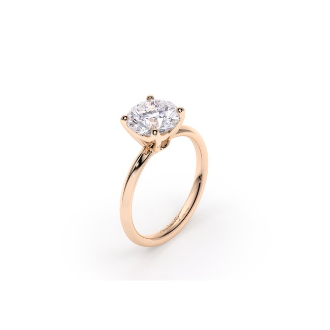 18 KT Rose Gold Iconic M Engagement Ring Round Cut 2.00 CT