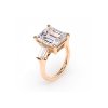 18 KT Rose Gold Trilogy Engagement Ring Emerald Cut 5.00 CT