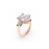 18 KT Rose Gold Trilogy Engagement Ring Pear Cut 5.75 CT