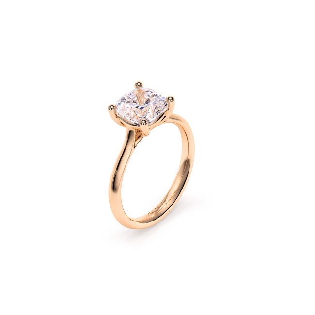 18 KT Rose Gold Classic Engagement Ring Cushion Cut 2.00 CT