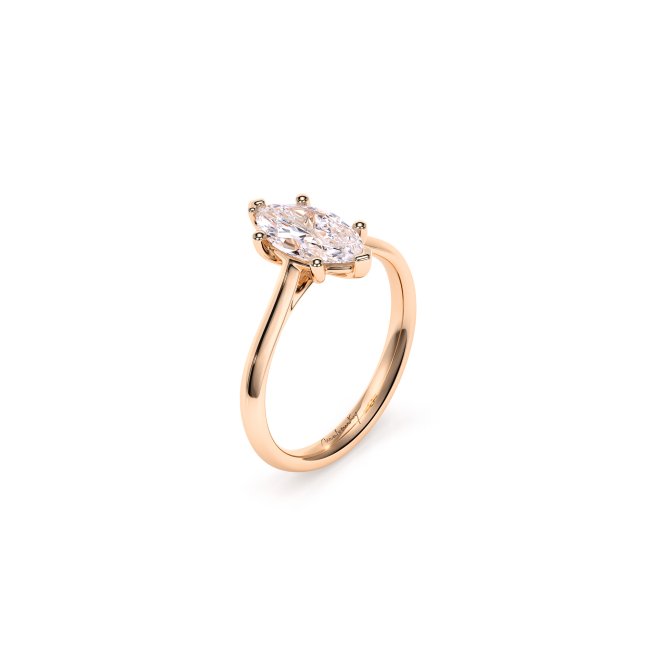 18 KT Rose Gold Classic Engagement Ring Marquise Cut 1.00 CT