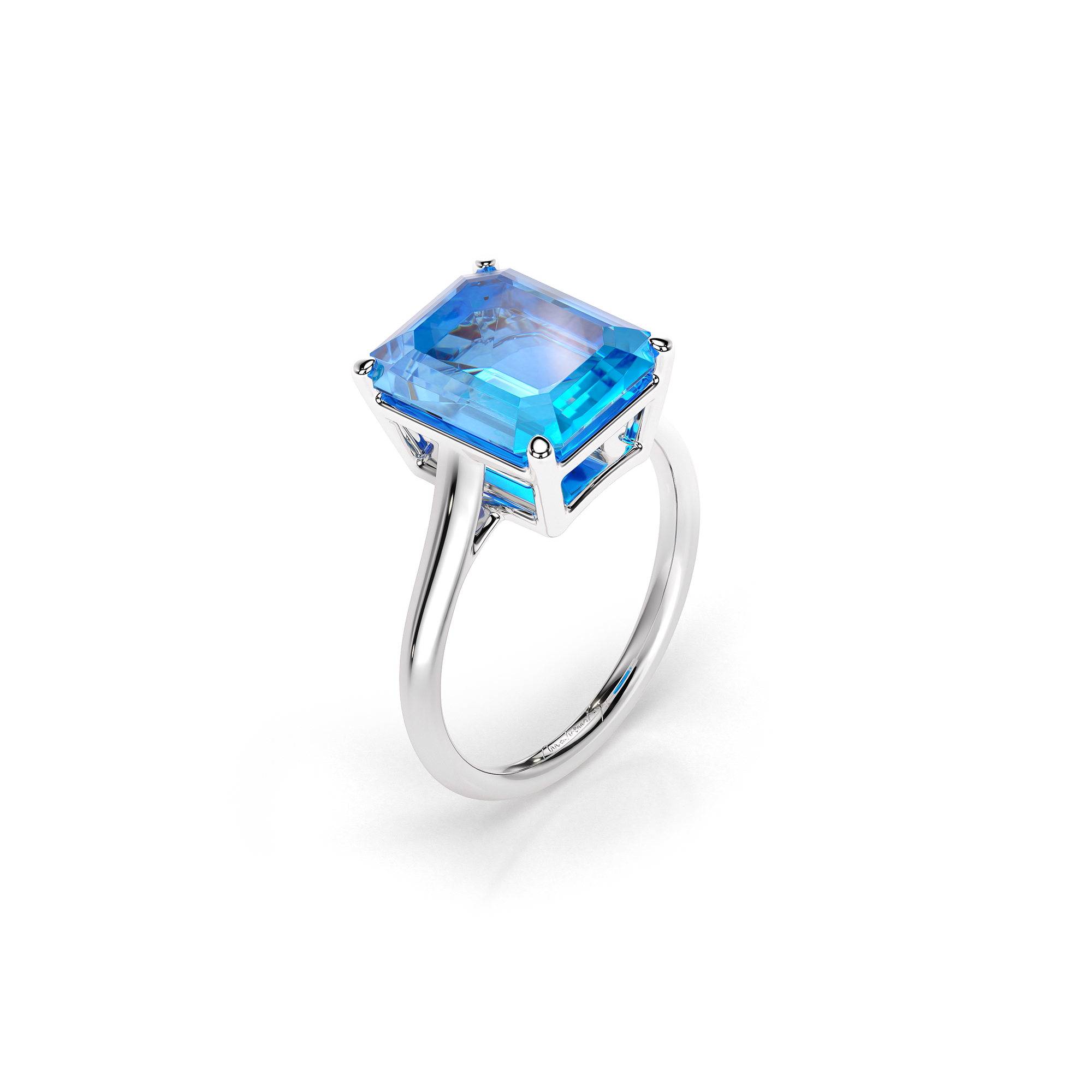 Inel din aur alb cu TOPAZ ALBASTRU DESCHIS 7.84 CT, La Grande Bellezza