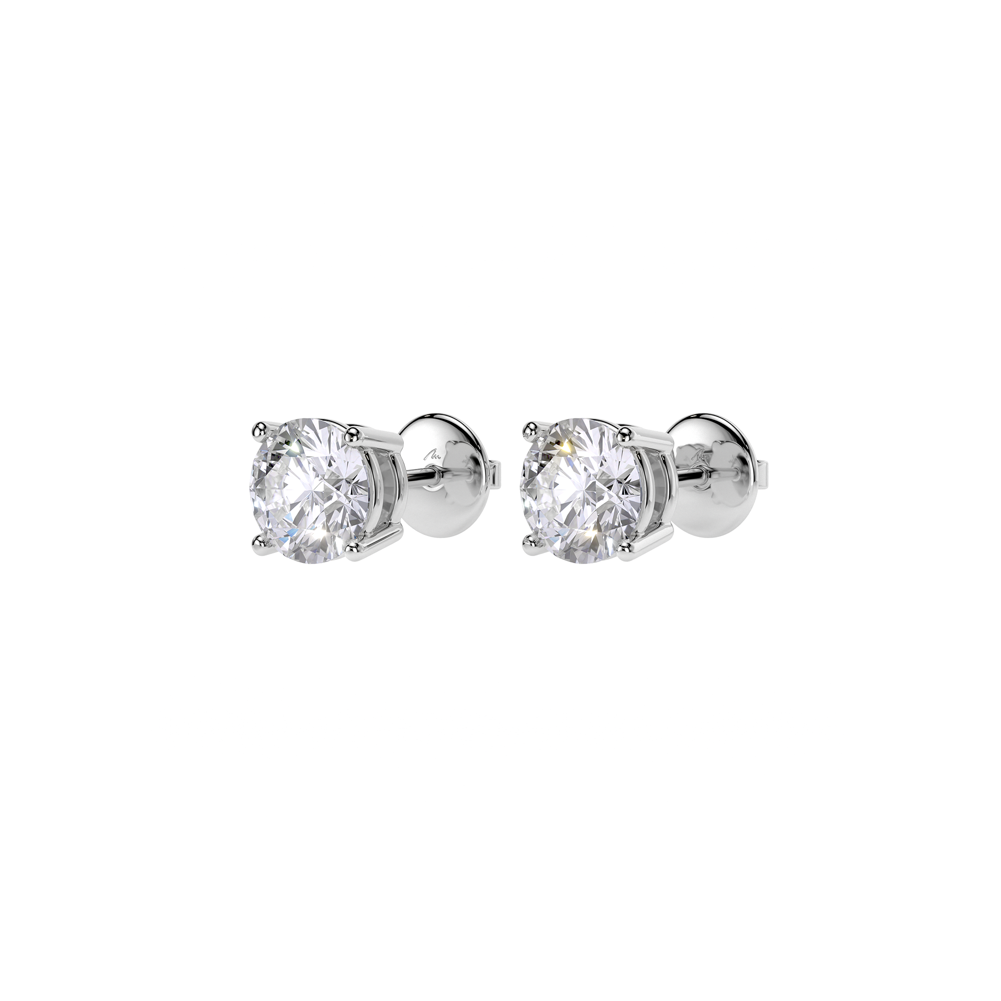 14 K white gold Studs earrings with 4.13 CT Lab Diamonds