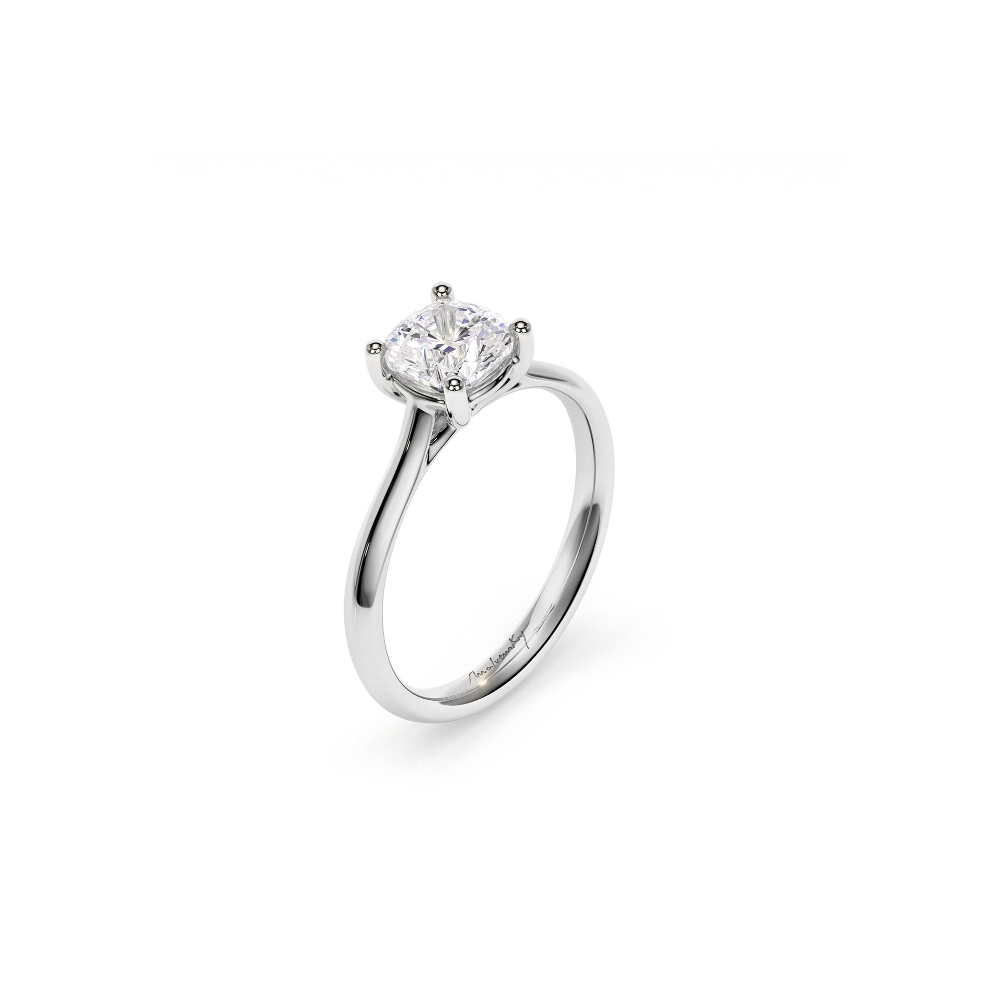 Inel de Logodna Classic Aur Alb 14 KT Cushion Cut LGD 1.00 CT