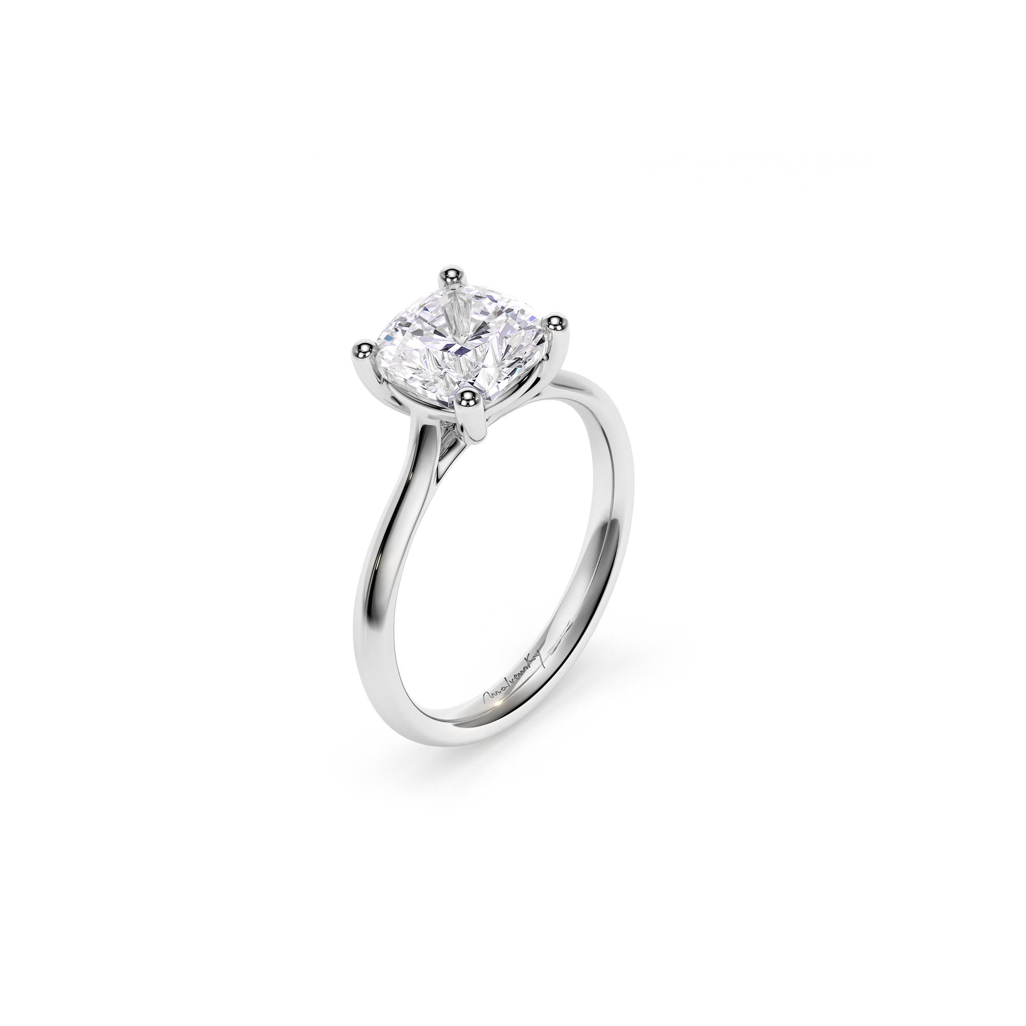 Inel de Logodna Classic Aur Alb 14 KT Cushion Cut LGD 2.00 CT