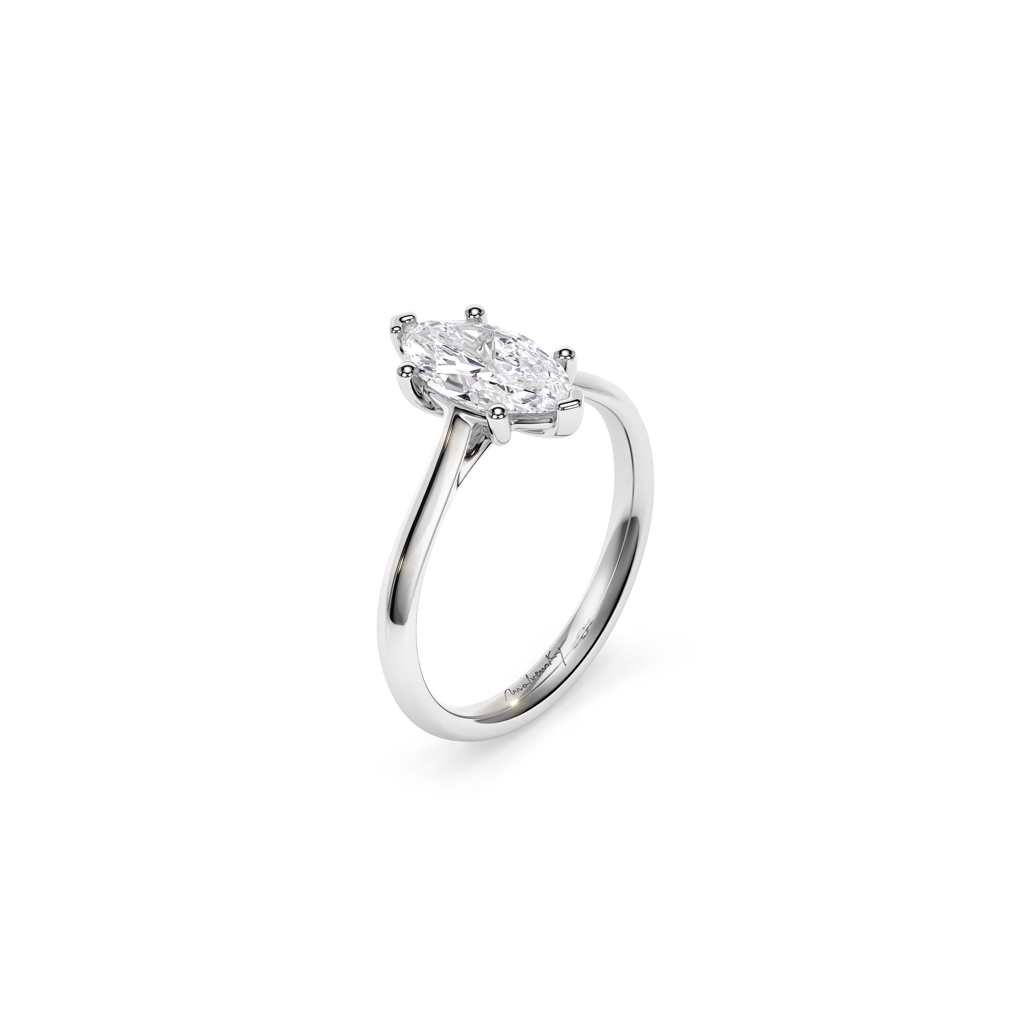 Inel de Logodna Classic Aur Alb 14 KT Marquise Cut LGD 1.00 CT