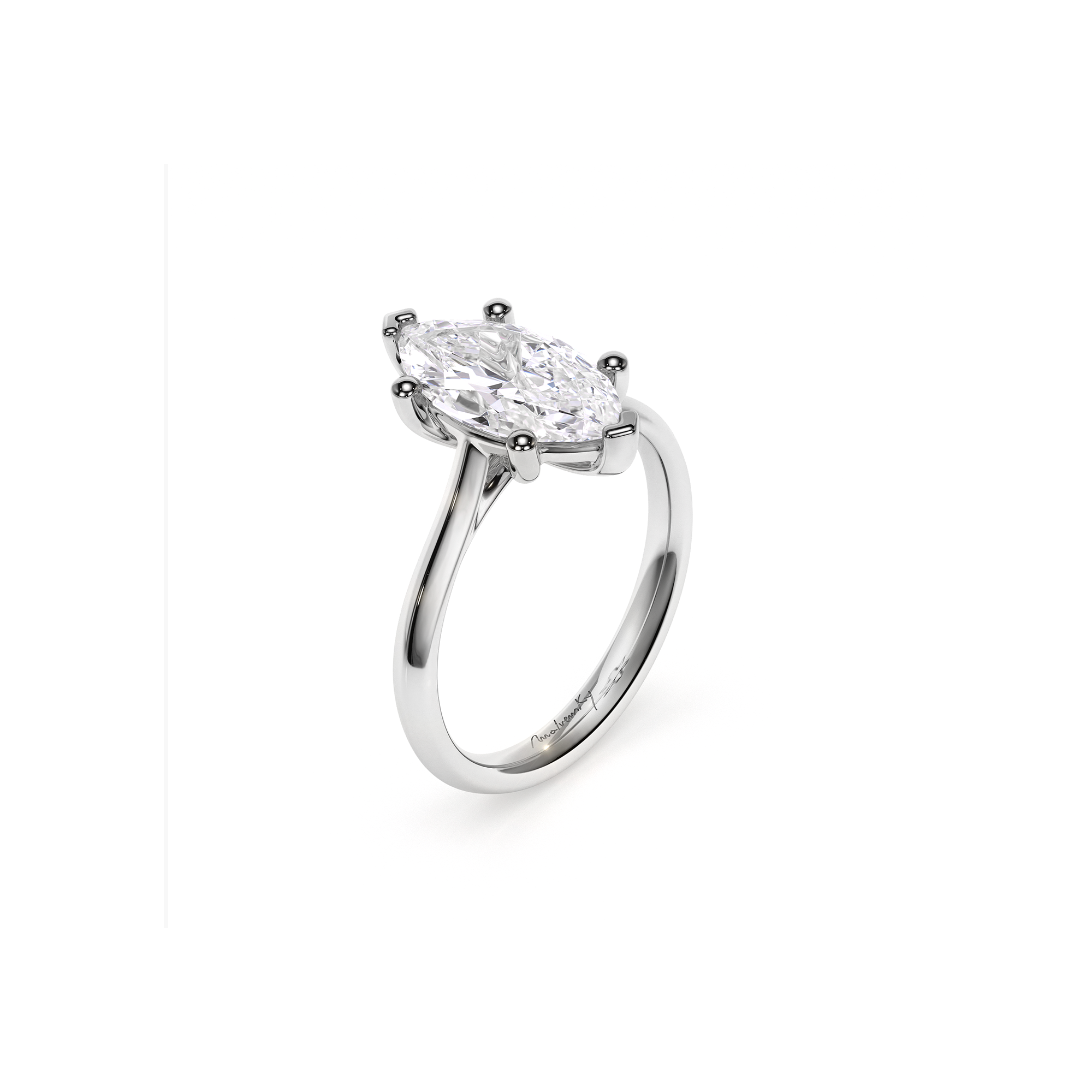 Inel de Logodna Classic Aur Alb 14 KT Marquise Cut LGD 2.00 CT