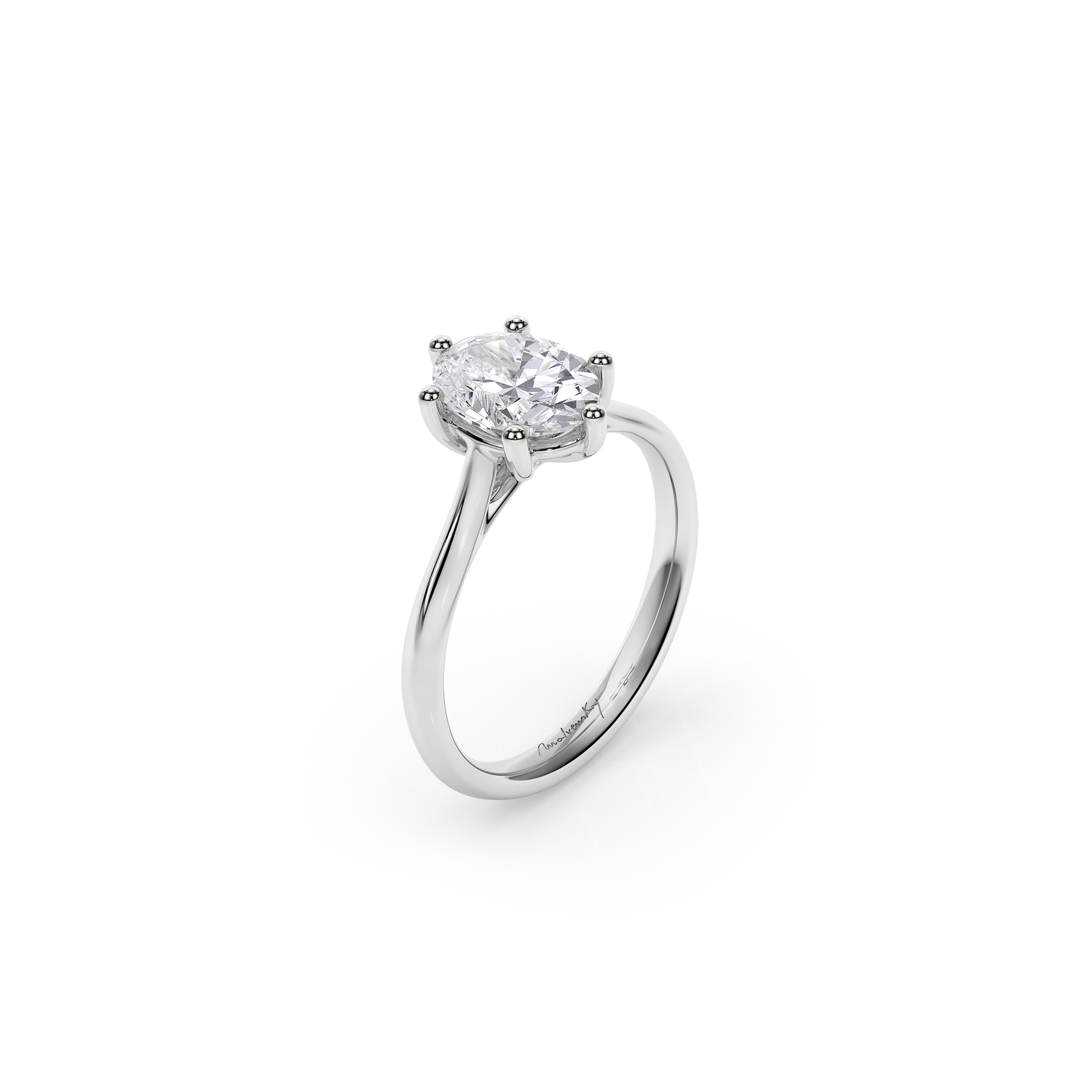 The Love Ring, cu diamant de laborator oval cut de 1.51 CT, din aur alb 18 KT