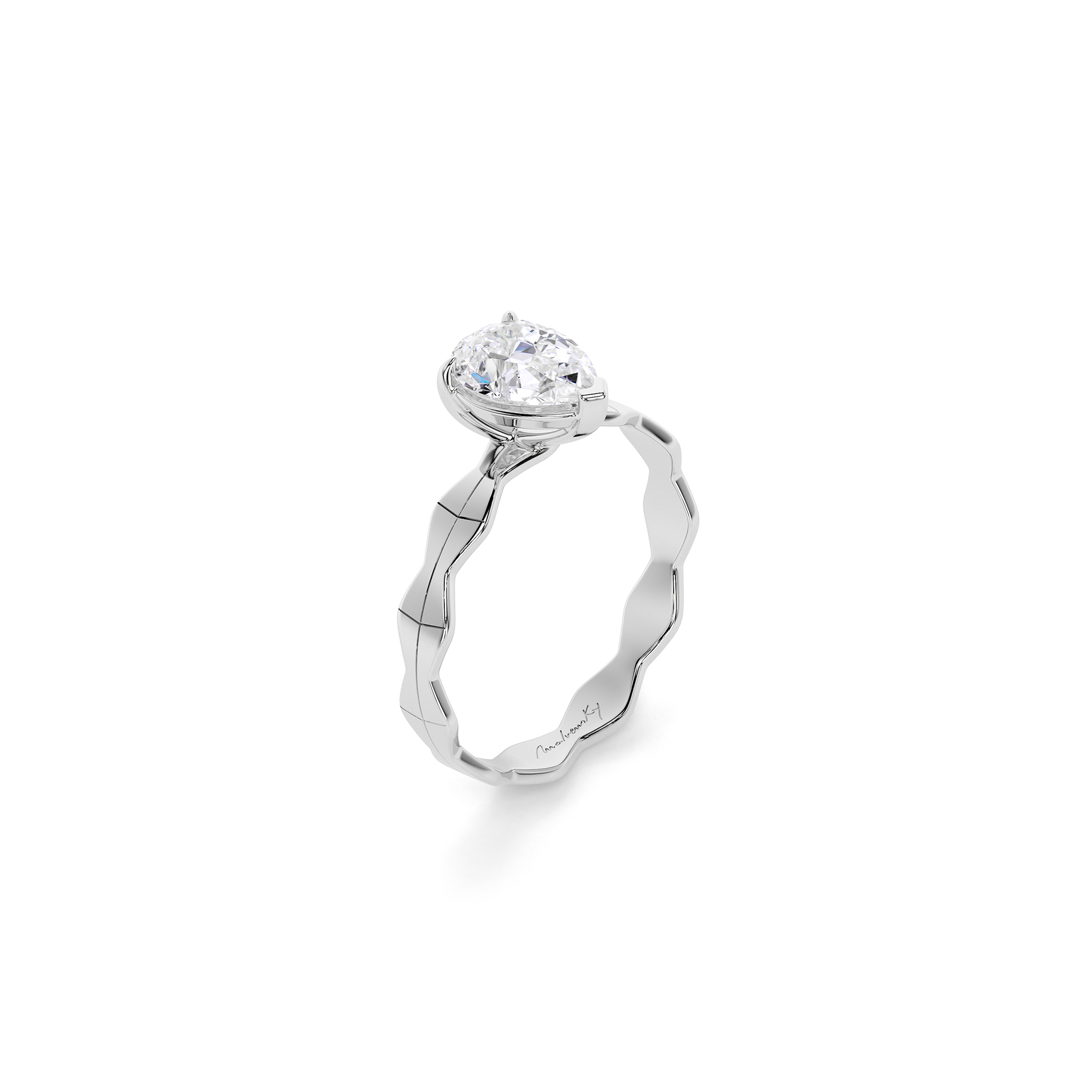 Inel de logodna Infinity Aur Alb 14 KT Pear Cut 1.00 CT LGD