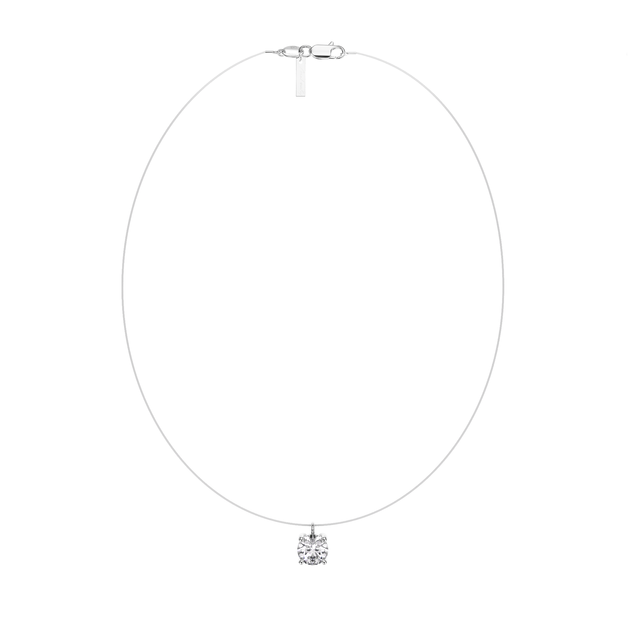 Colier transparent cu diamant de laborator 0.25 CT, din aur alb 14 KT