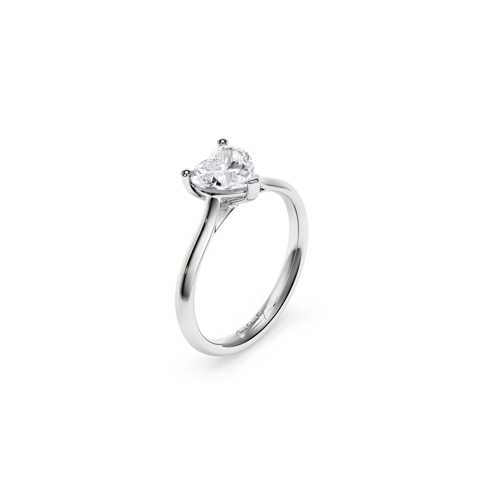 The Love Ring, cu diamant de laborator heart cut de 0.90 CT, din aur alb 18 KT