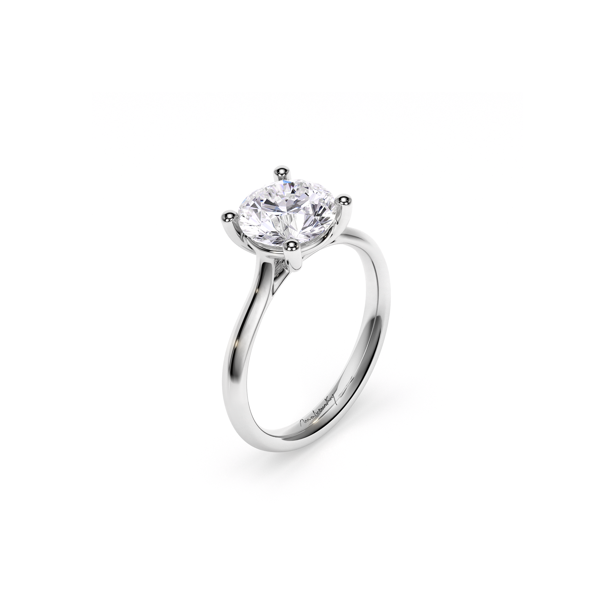 18 KT White Gold Classic Engagement Ring Round Cut LGD 1.91 CT DVS1